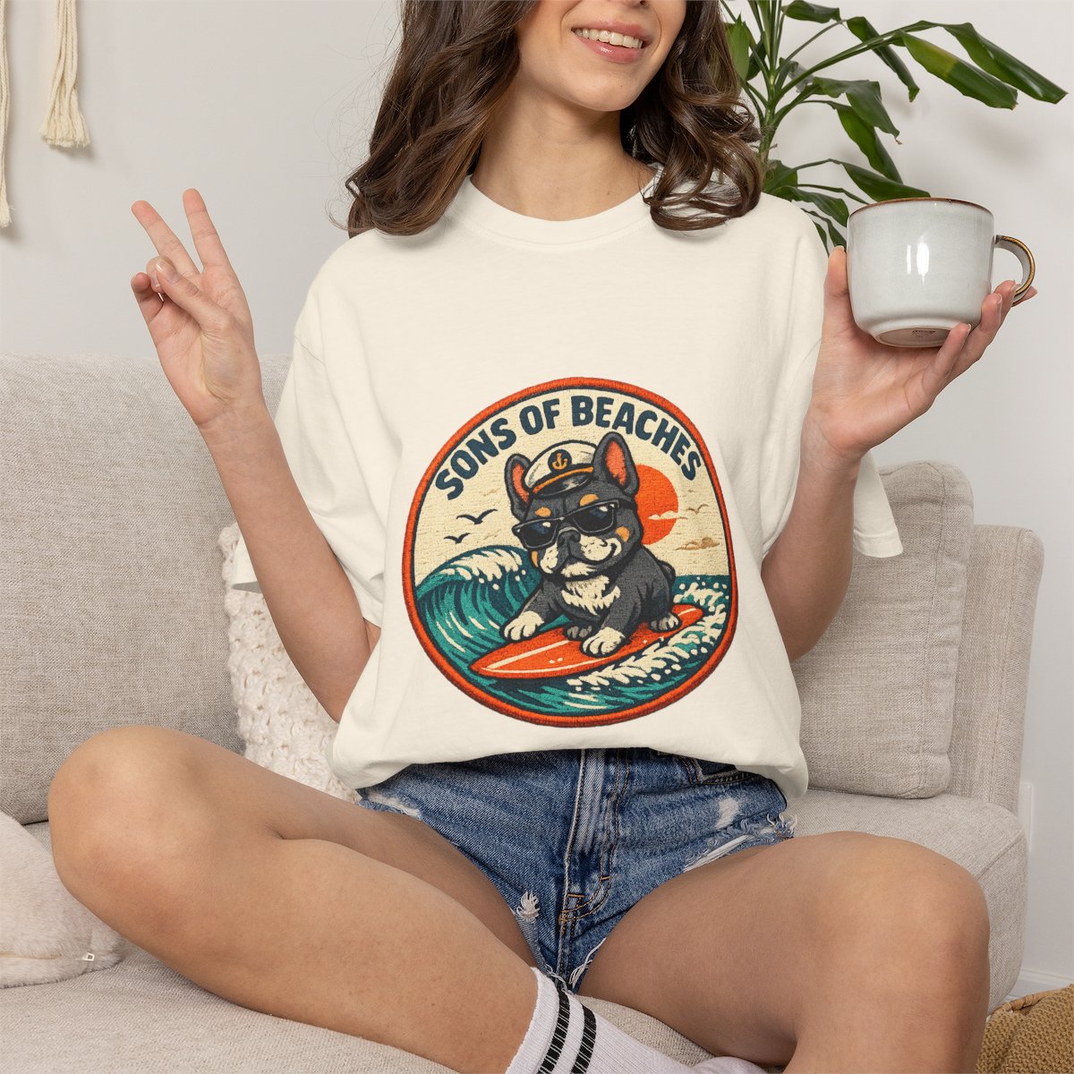 Sons of Beaches Bruno Badge Tee — Ivory (Heavyweight)