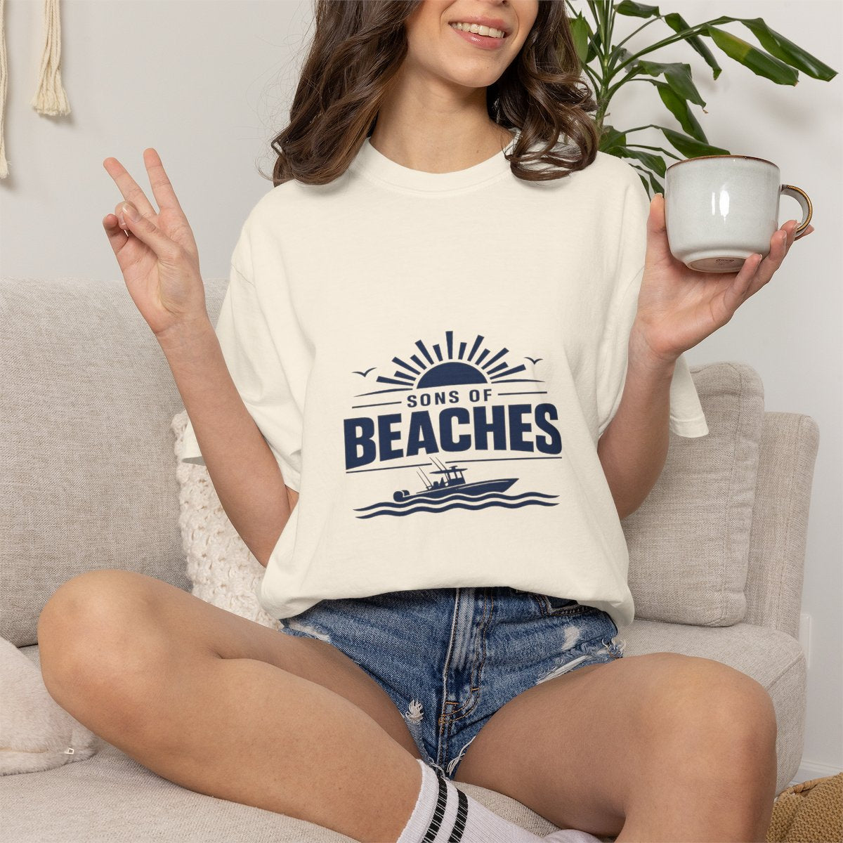 Sons of Beaches Wordmark Tee — Ivory (Heavyweight)