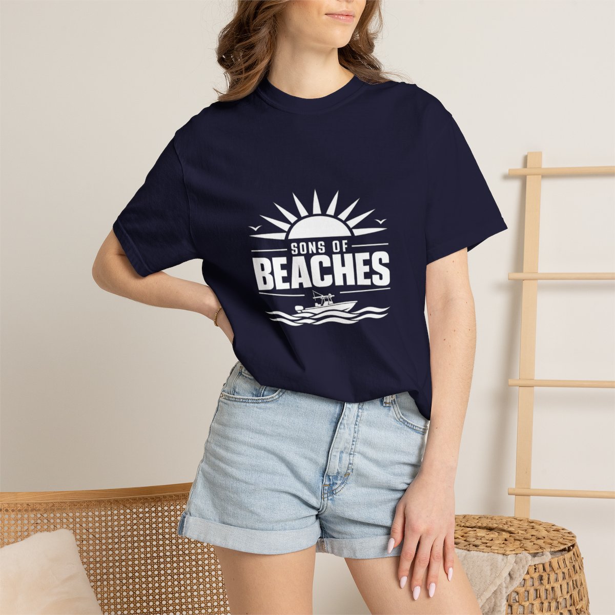 Sons of Beaches Wordmark Tee — Navy (Heavyweight)