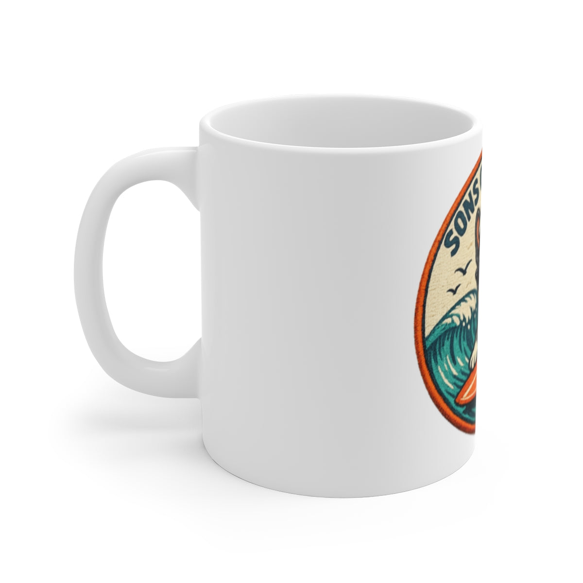 Sons of Beaches Bruno Badge Mug