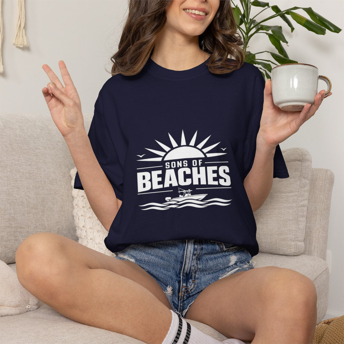 Sons of Beaches Wordmark Tee — Navy (Heavyweight)